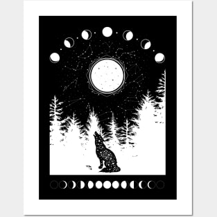 Celestial Howling Wolf Posters and Art